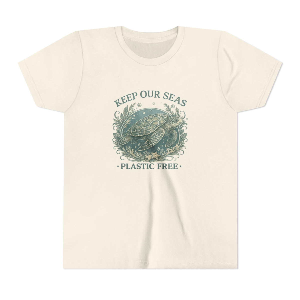 Youth T-Shirt - "Keep Our Seas Plastic Free" Sea Turtle Eco Conservation Tee