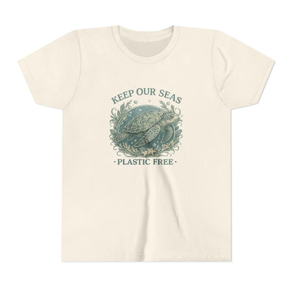Youth T-Shirt - "Keep Our Seas Plastic Free" Sea Turtle Eco Conservation Tee