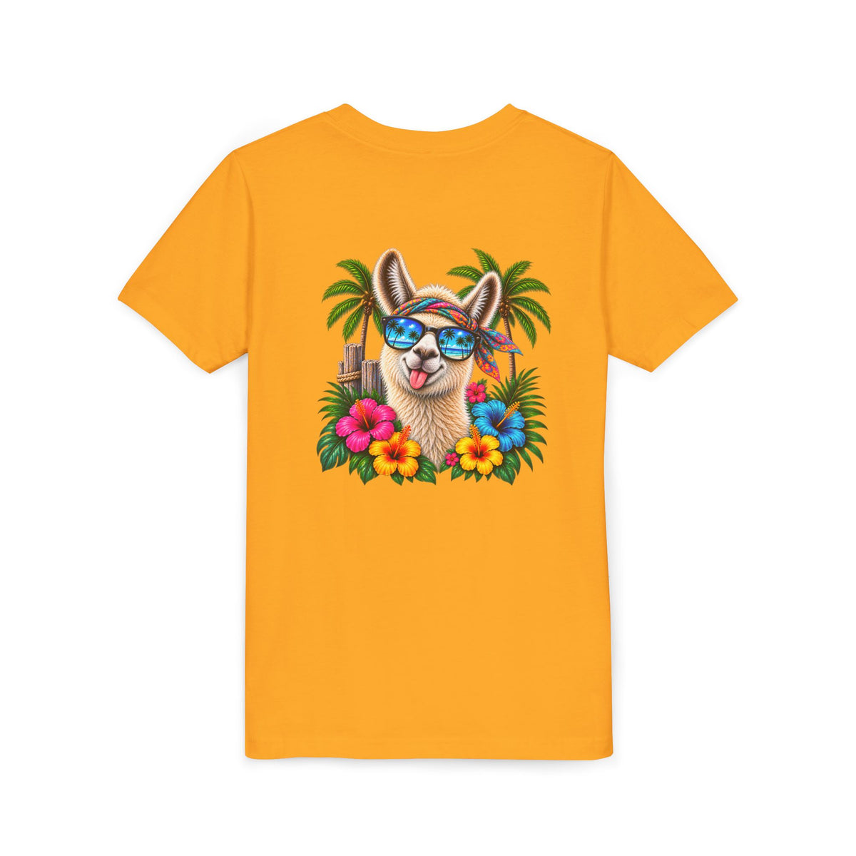 Youth Tee — Tropical Llama Sunglasses Summer Graphic