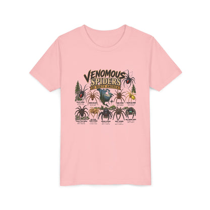 Youth Tee — "Venomous Spiders of North America" Educational Spider Illustration