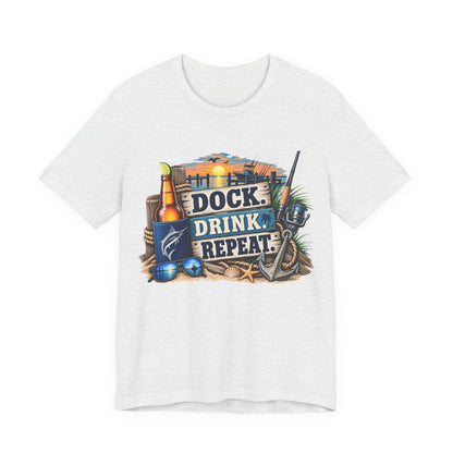 Dock. Drink. Repeat. Tee — Beach Bar Nautical T-Shirt for Boaters & Lake Lovers