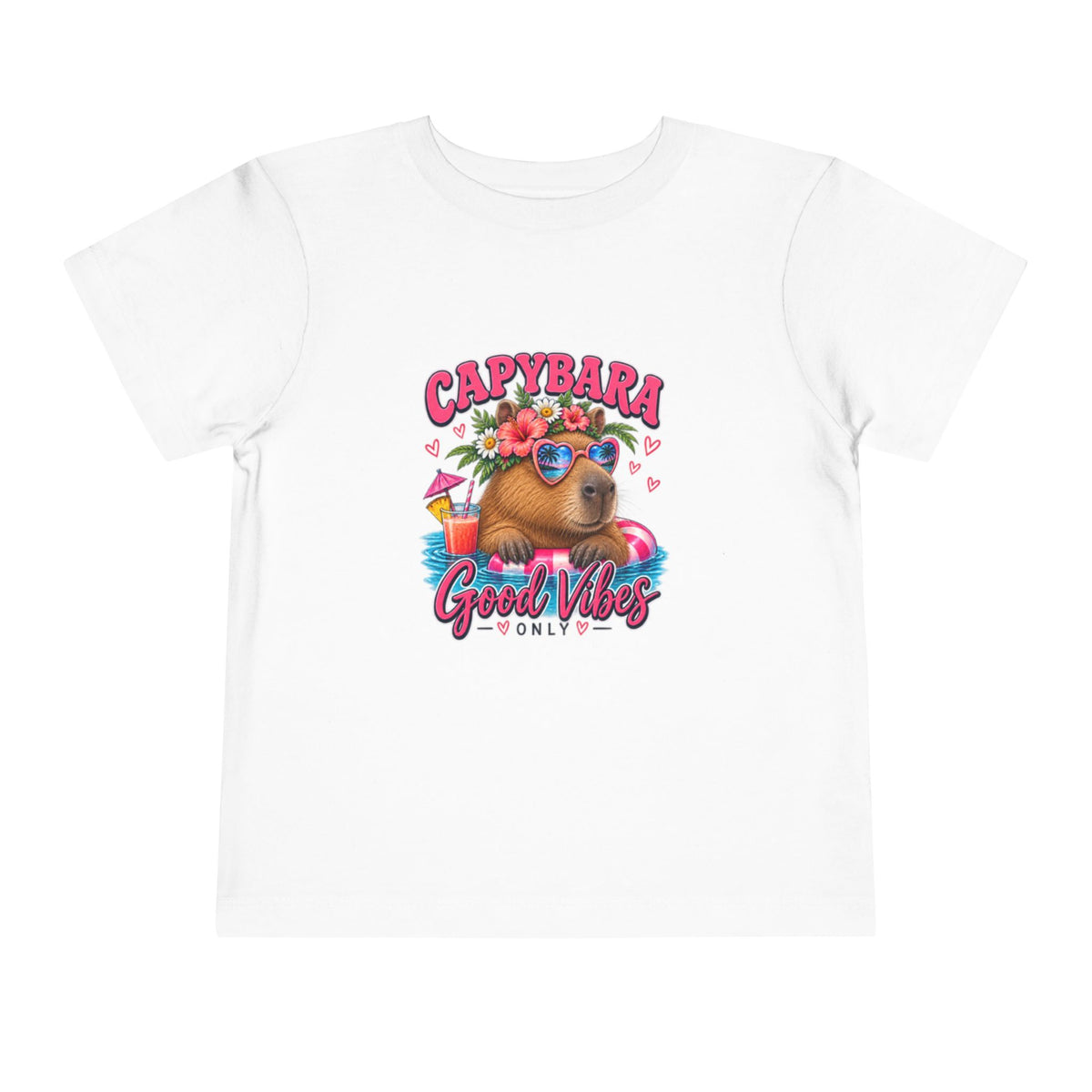 Capybara Good Vibes Toddler Tee - Cute Tropical Animal Shirt