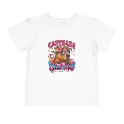 Capybara Good Vibes Toddler Tee - Cute Tropical Animal Shirt