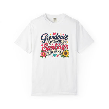 Grandma's My Name Spoiling's My Game T-Shirt | Floral Retro Design
