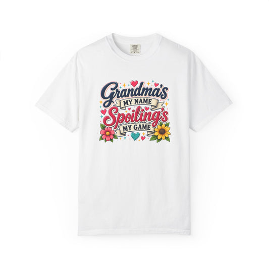Grandma's My Name Spoiling's My Game T-Shirt | Floral Retro Design