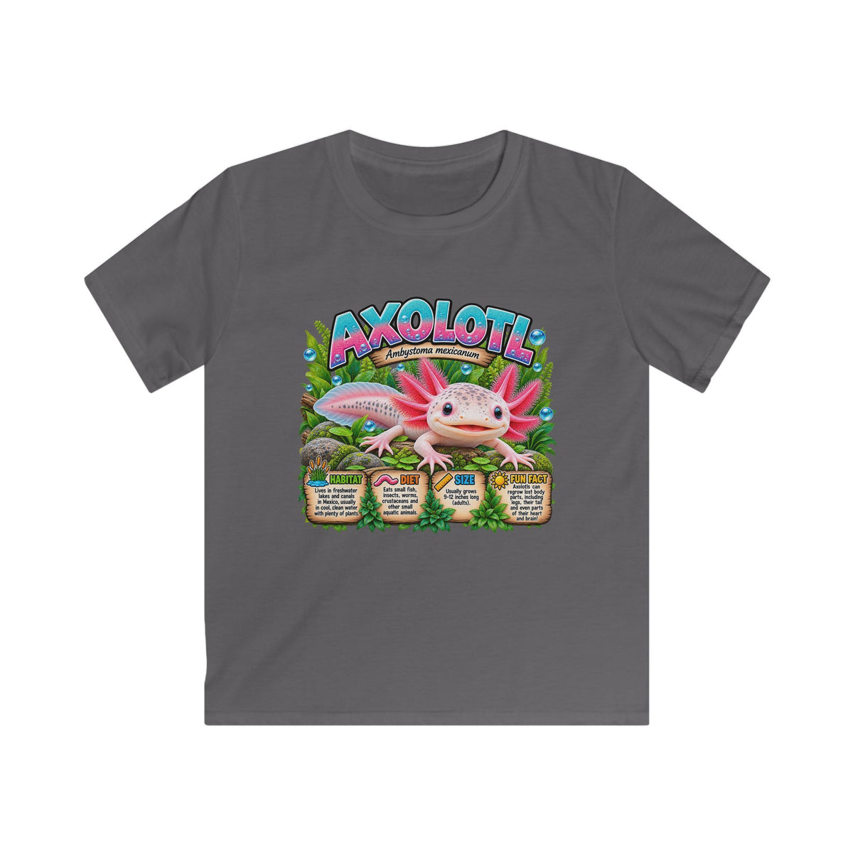 Kids Axolotl Tee — Cute Pink Axolotl Graphic Shirt for Children