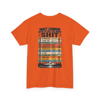 Camping Humor T‑Shirt — “Most Common Shit” Outdoor Checklist Tee