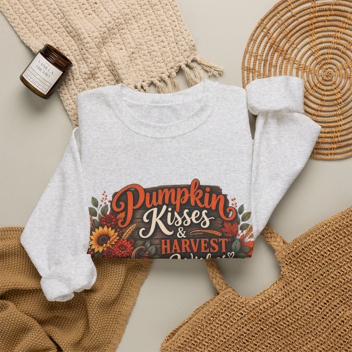 Pumpkin Kisses & Harvest Wishes Crewneck Sweatshirt
