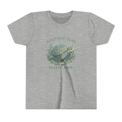 Youth T-Shirt - "Keep Our Seas Plastic Free" Sea Turtle Eco Conservation Tee