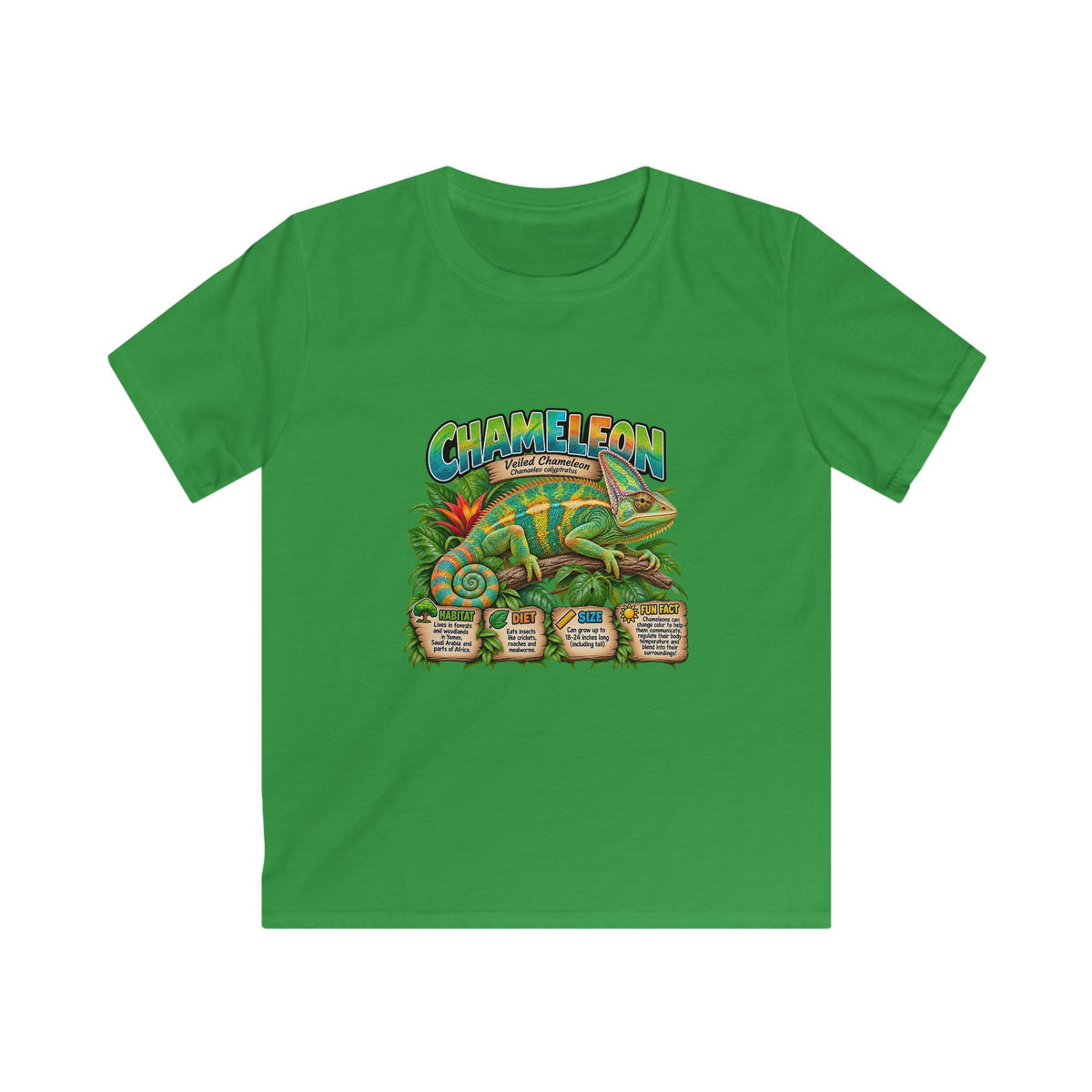 Kids Chameleon T‑Shirt — Colorful Tropical Reptile Graphic Tee