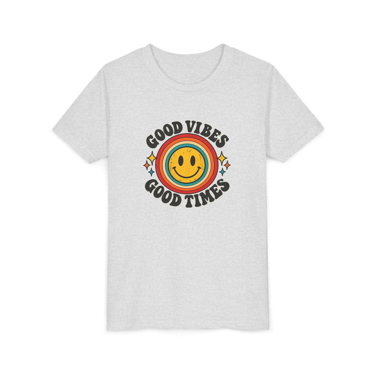 Youth Tee — 'Good Vibes Good Times' Smiley Retro Graphic