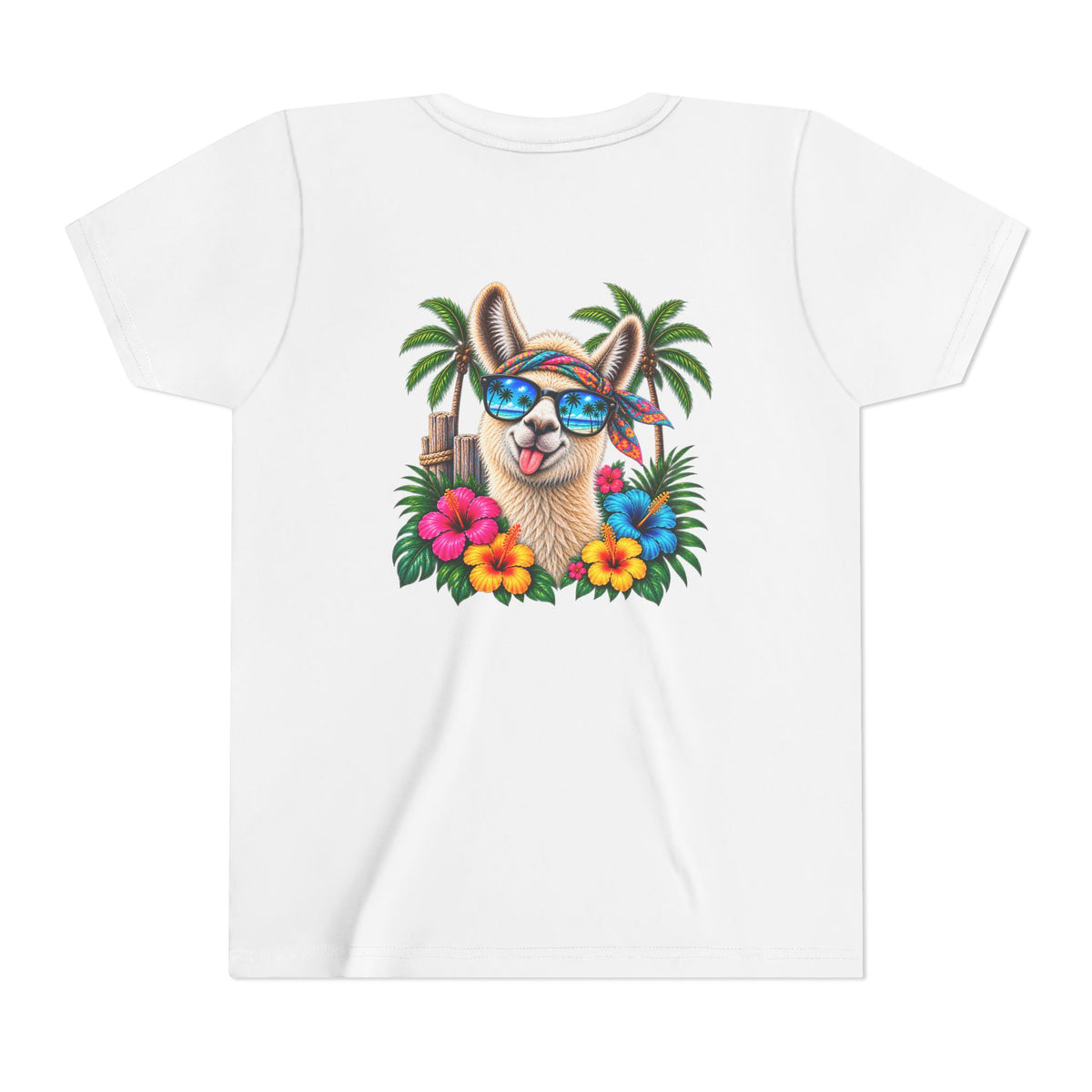 Youth Tee — Tropical Llama Sunglasses Summer Graphic