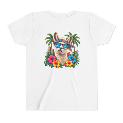 Youth Tee — Tropical Llama Sunglasses Summer Graphic