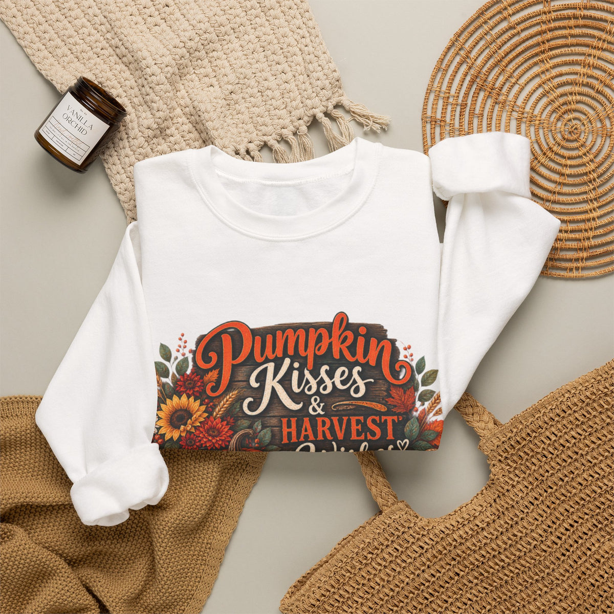 Pumpkin Kisses & Harvest Wishes Crewneck Sweatshirt