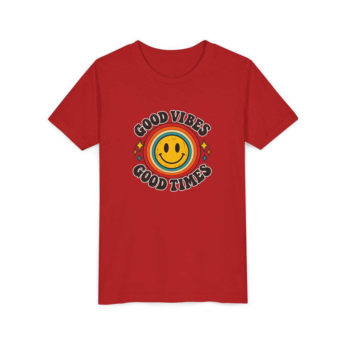 Youth Tee — 'Good Vibes Good Times' Smiley Retro Graphic