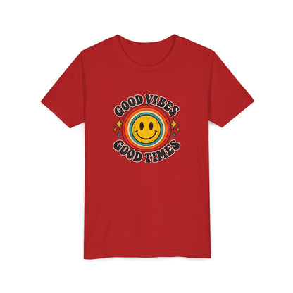 Youth Tee — 'Good Vibes Good Times' Smiley Retro Graphic