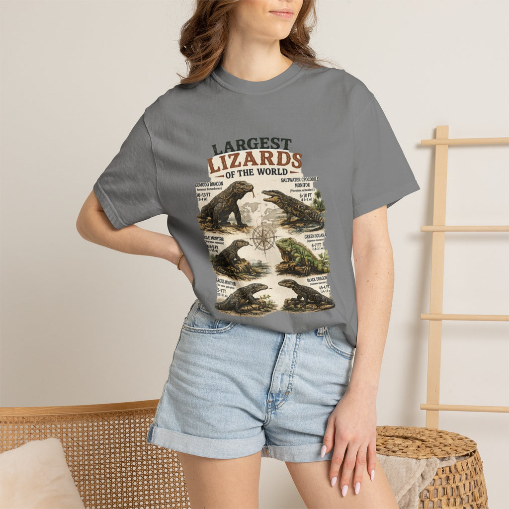 Lizards Graphic T-Shirt — "Largest Lizards of the World" Vintage Nature Tee