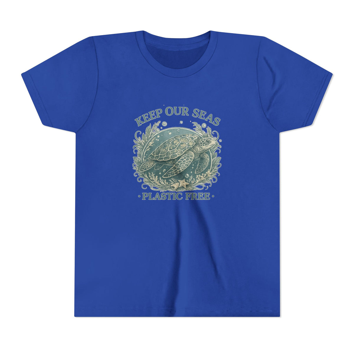 Youth T-Shirt - "Keep Our Seas Plastic Free" Sea Turtle Eco Conservation Tee