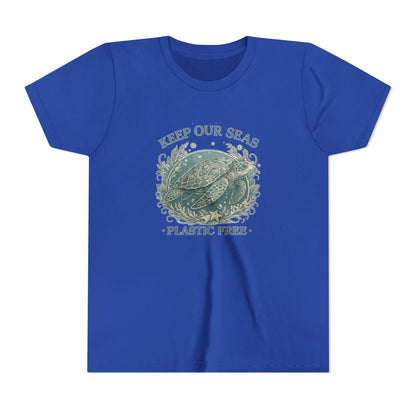 Youth T-Shirt - "Keep Our Seas Plastic Free" Sea Turtle Eco Conservation Tee