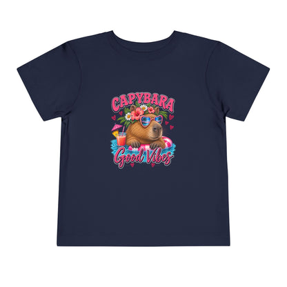 Capybara Good Vibes Toddler Tee - Cute Tropical Animal Shirt