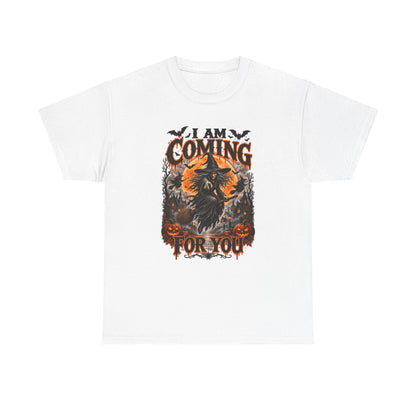 I Am Coming For You Halloween Tee — Spooky Raven Pumpkin Graphic T-Shirt