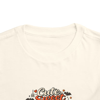 Toddler Tee — "Cute, Sweet, Little, Feral" Halloween Kids Graphic Shirt