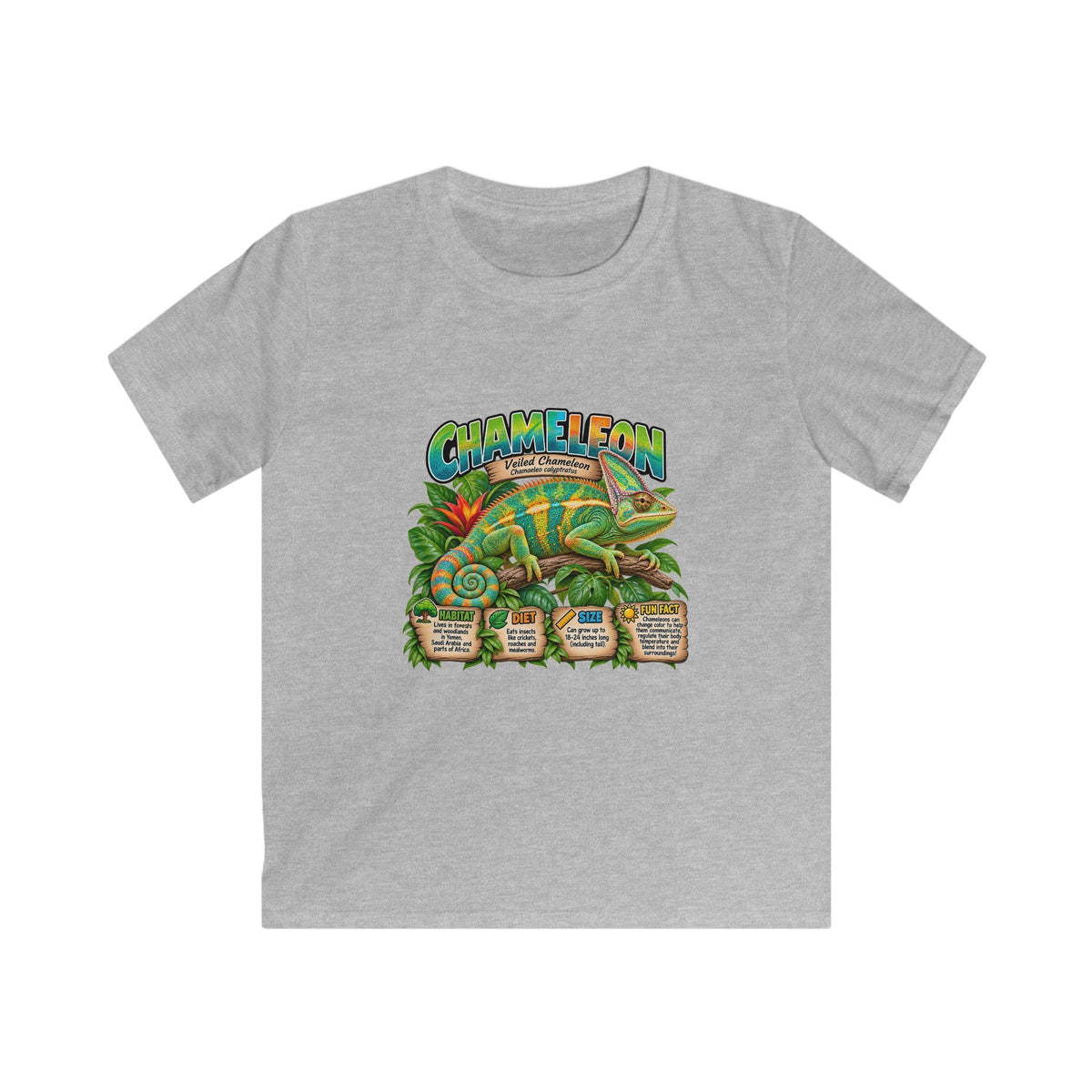 Kids Chameleon T‑Shirt — Colorful Tropical Reptile Graphic Tee
