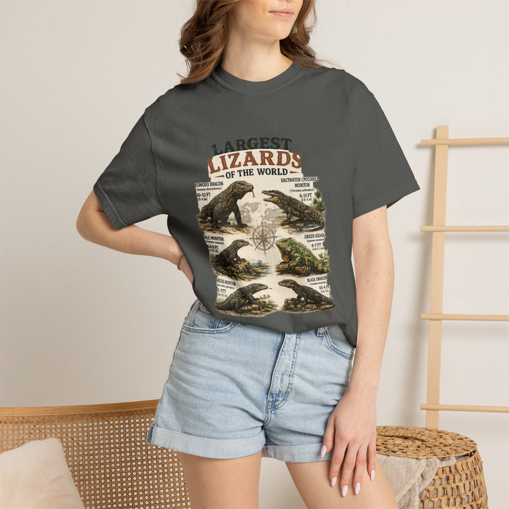 Lizards Graphic T-Shirt — "Largest Lizards of the World" Vintage Nature Tee