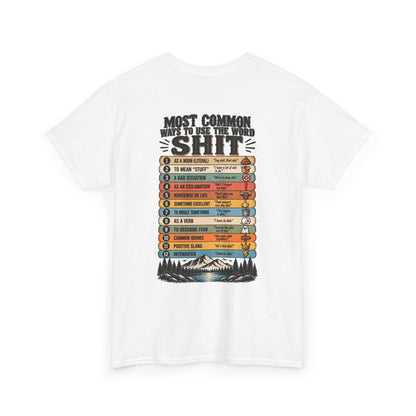 Camping Humor T‑Shirt — “Most Common Shit” Outdoor Checklist Tee