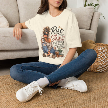 Rise and Shine Coffee Tee — 'I Caffeinate and Hope for the Best' Graphic T-Shirt