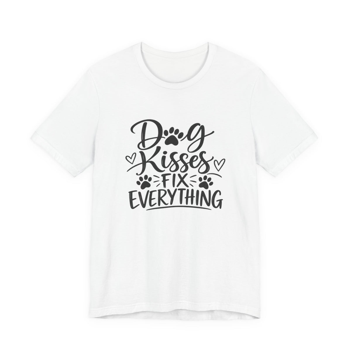 Dog Kisses Fix Everything T-Shirt — Cute Paw Print Dog Lover Tee