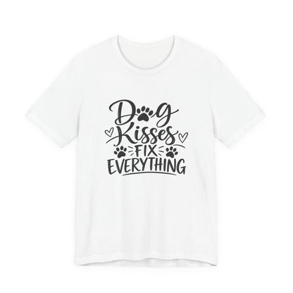 Dog Kisses Fix Everything T-Shirt — Cute Paw Print Dog Lover Tee