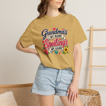 Grandma's My Name Spoiling's My Game T-Shirt | Floral Retro Design