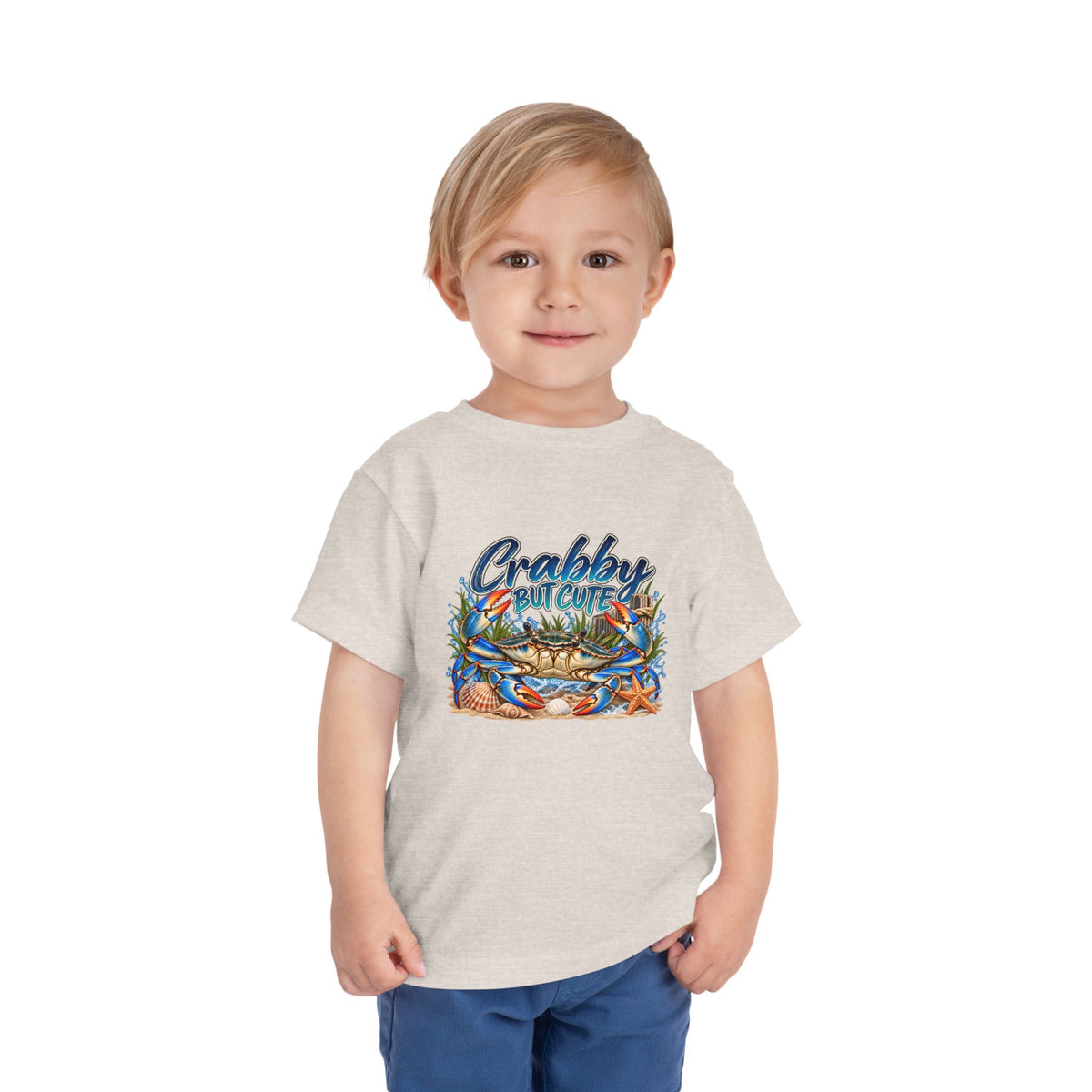 Crabby But Cute Toddler Tee – Cute Beach Crab Graphic Shirt for Kids