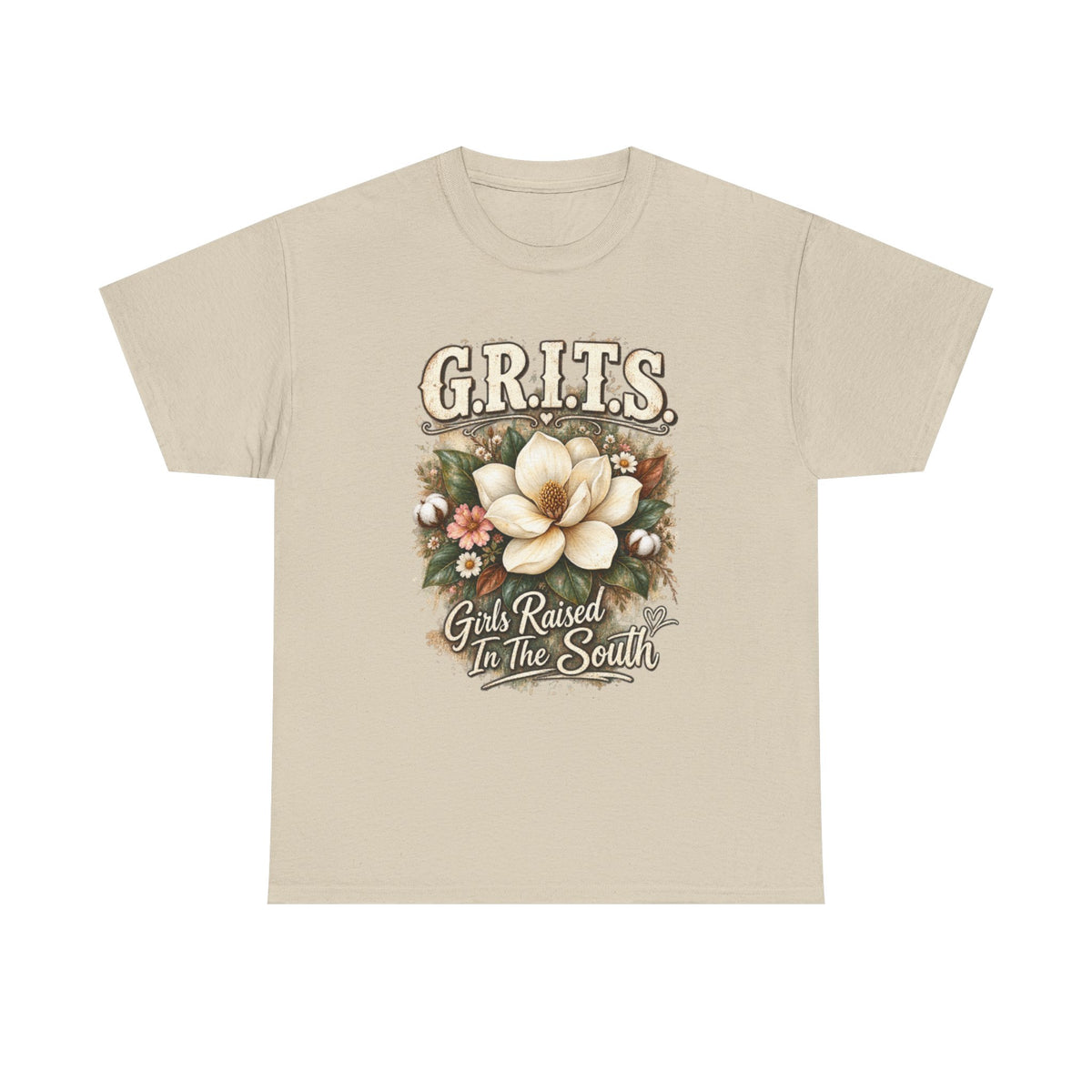 Grits Magnolia Tee — "Girls Raised in the South" Southern Floral Shirt