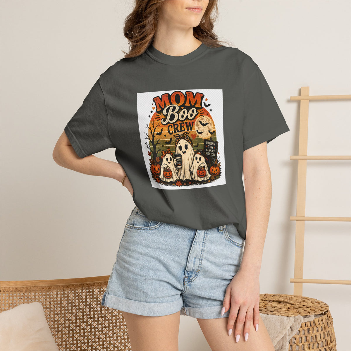 Mom Boo Crew Halloween T-Shirt — Cute Vintage Ghosts & Pumpkins Tee