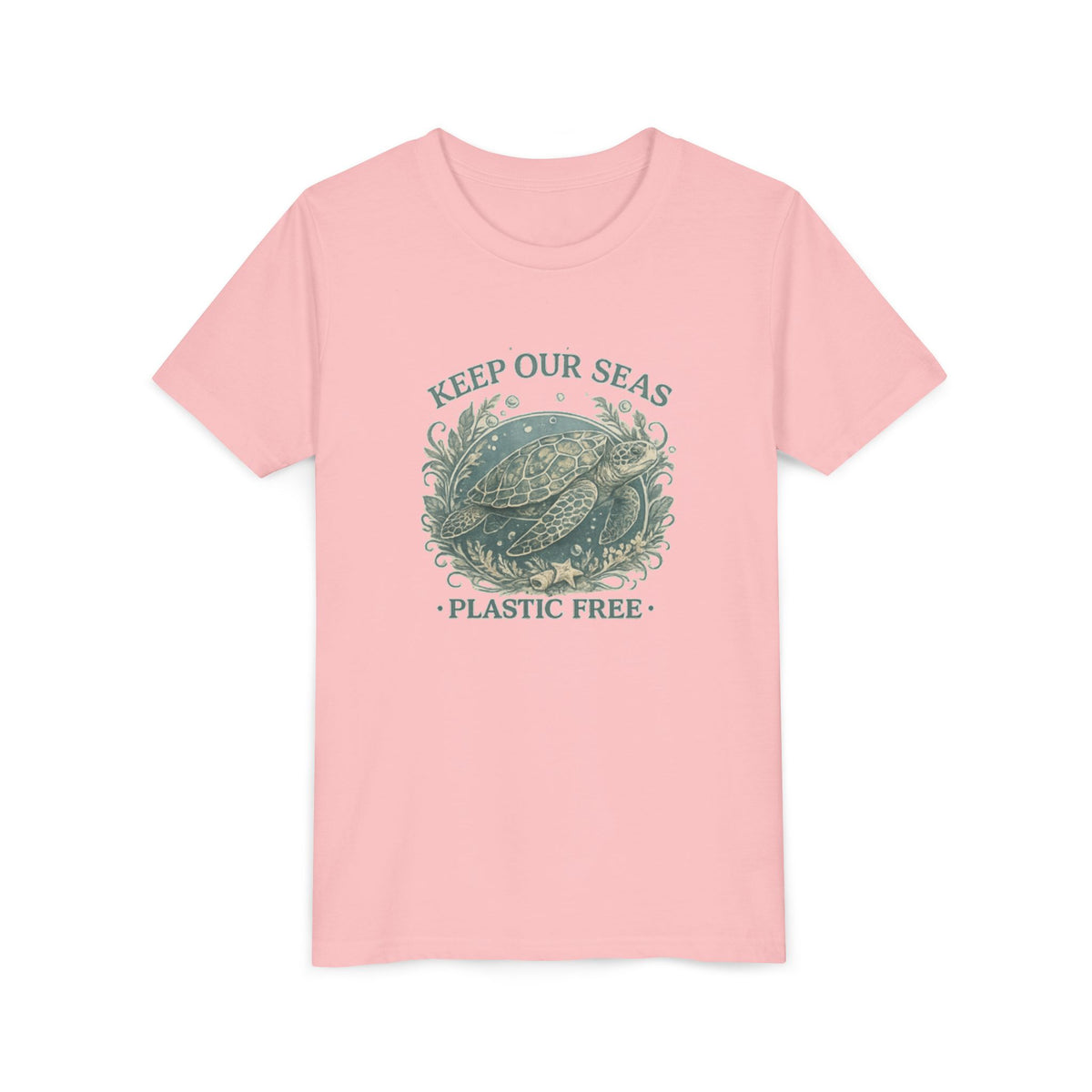 Youth T-Shirt - "Keep Our Seas Plastic Free" Sea Turtle Eco Conservation Tee