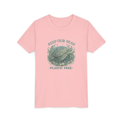 Youth T-Shirt - "Keep Our Seas Plastic Free" Sea Turtle Eco Conservation Tee