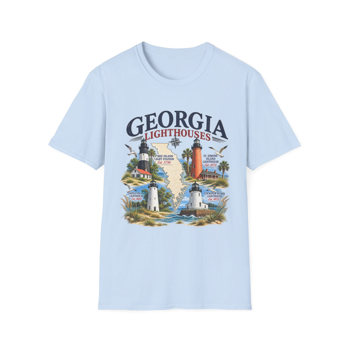 Georgia Lighthouses T-Shirt — Vintage Coastal Tee