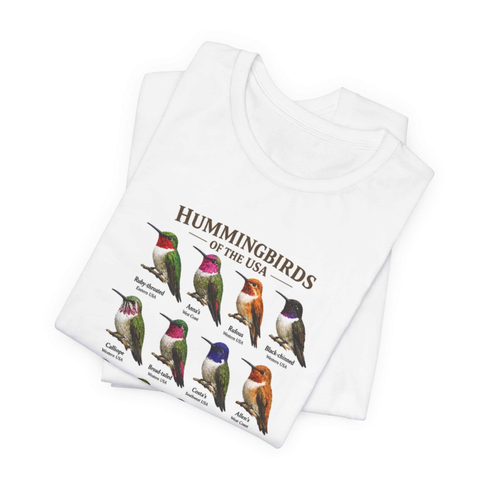 Hummingbirds of the USA Tee | Illustrations and Names of 16 Species