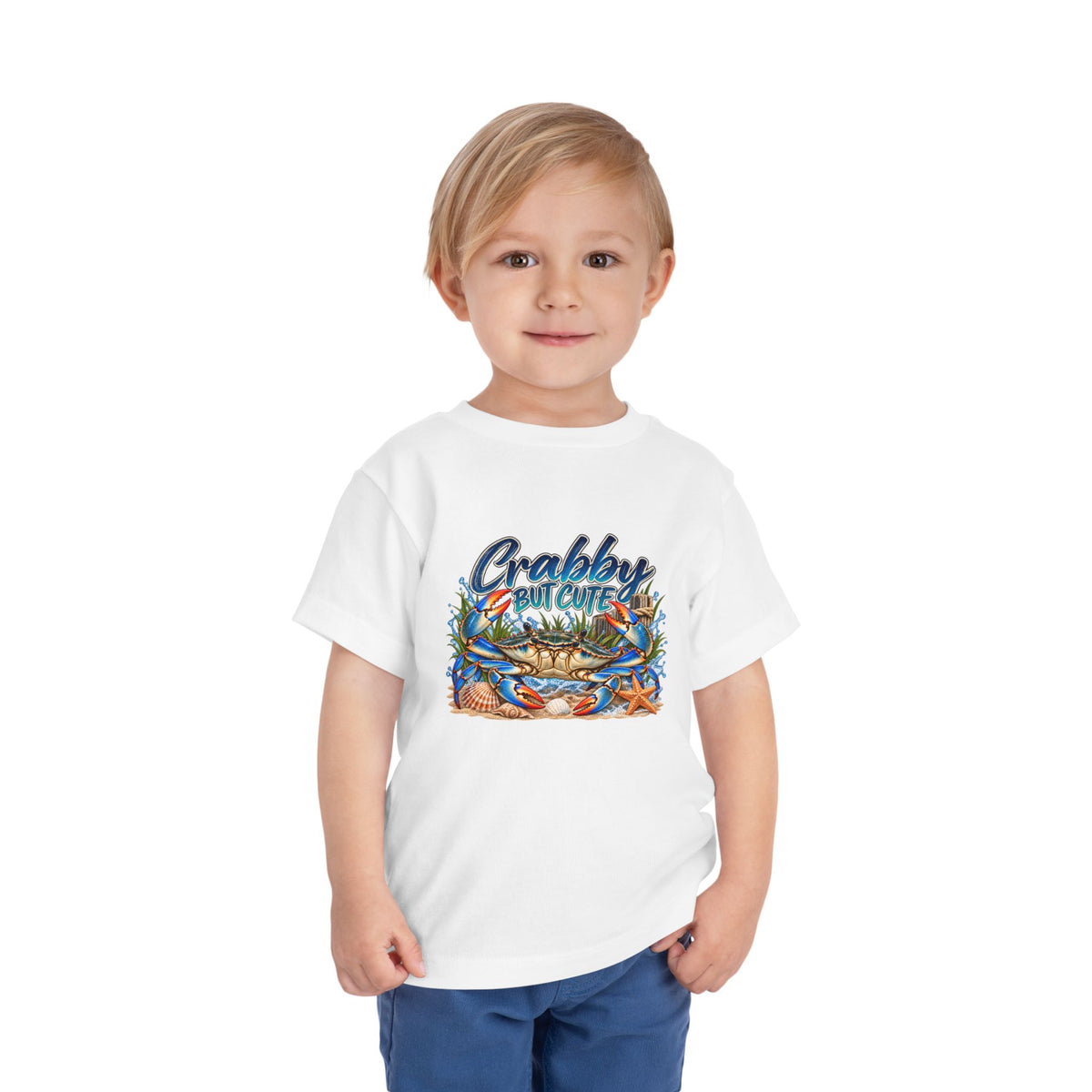 Crabby But Cute Toddler Tee – Cute Beach Crab Graphic Shirt for Kids