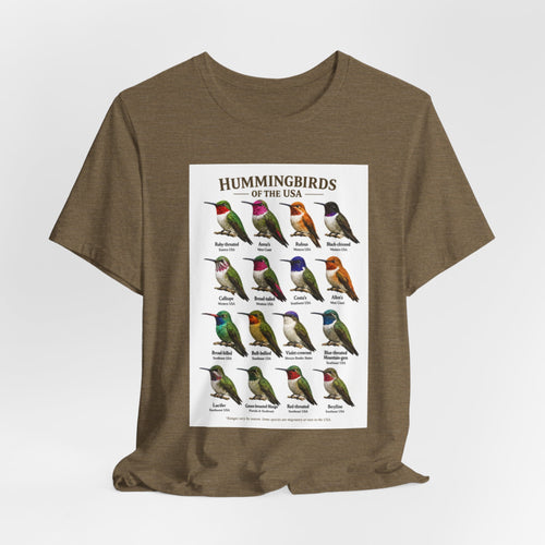 Hummingbirds of the USA Tee | Illustrations and Names of 16 Species