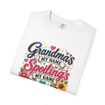 Grandma's My Name Spoiling's My Game T-Shirt | Floral Retro Design