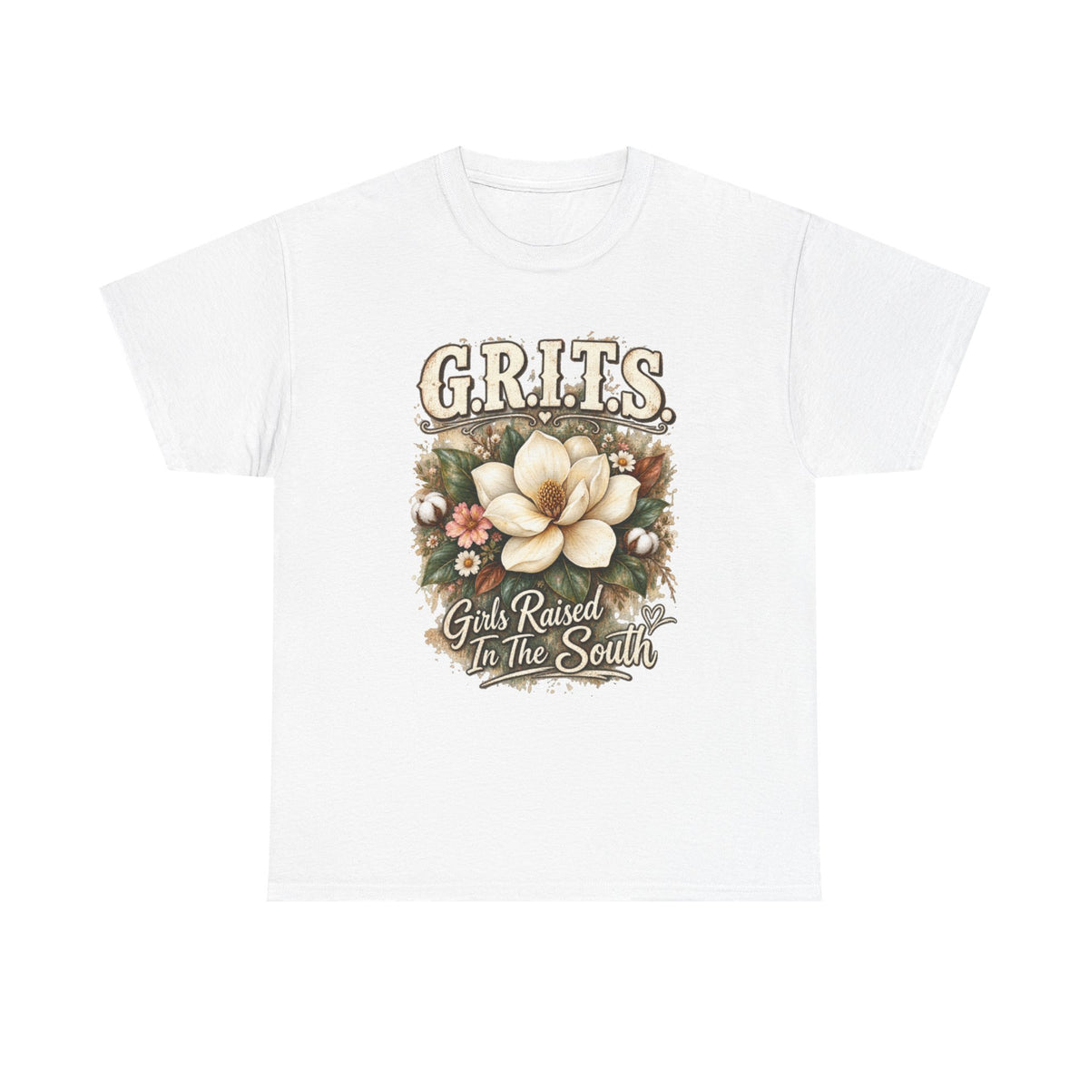 Grits Magnolia Tee — "Girls Raised in the South" Southern Floral Shirt