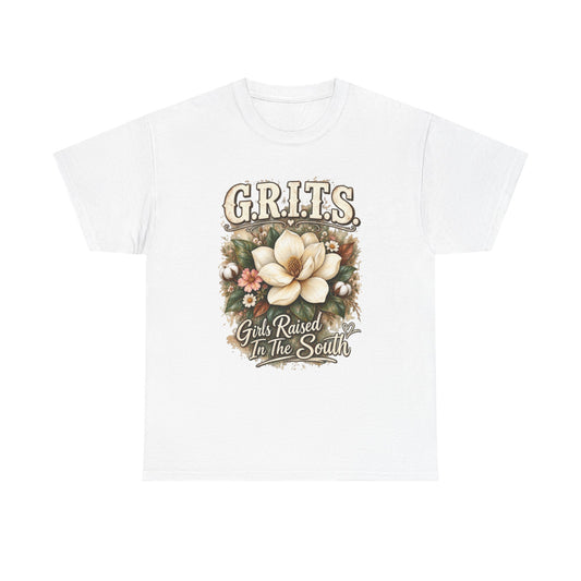 Grits Magnolia Tee — "Girls Raised in the South" Southern Floral Shirt