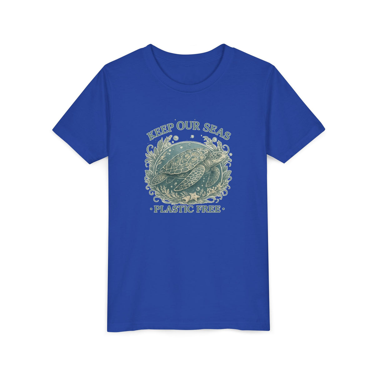 Youth T-Shirt - "Keep Our Seas Plastic Free" Sea Turtle Eco Conservation Tee