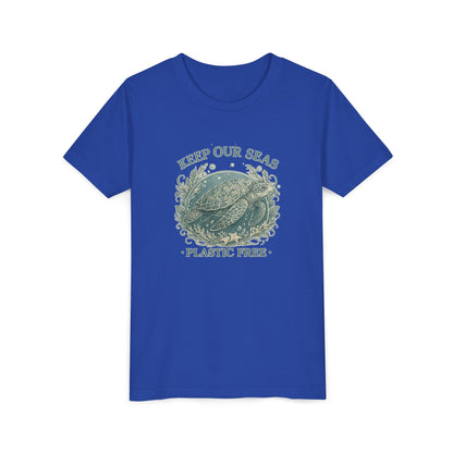 Youth T-Shirt - "Keep Our Seas Plastic Free" Sea Turtle Eco Conservation Tee