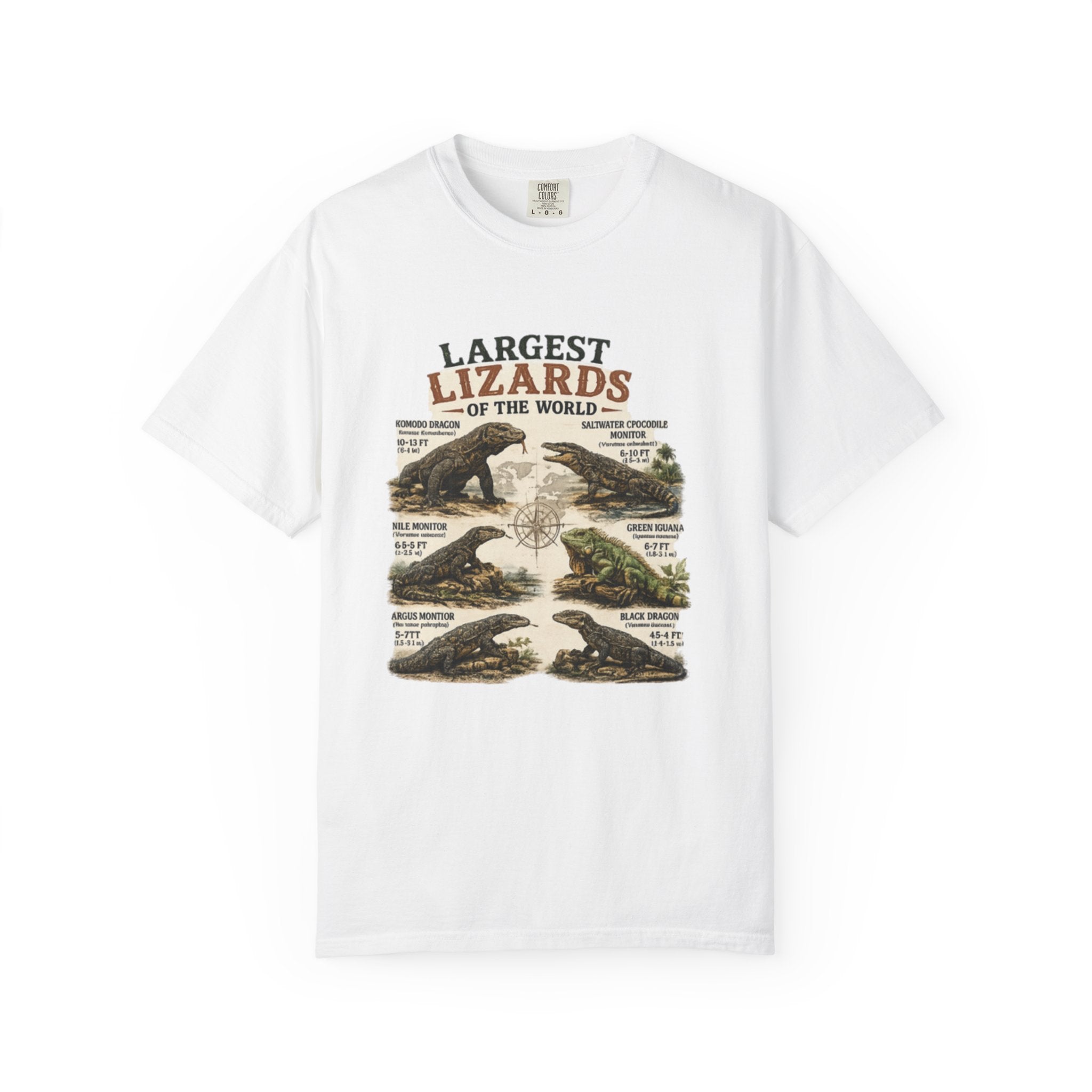 Lizards Graphic T-Shirt — "Largest Lizards of the World" Vintage Nature Tee