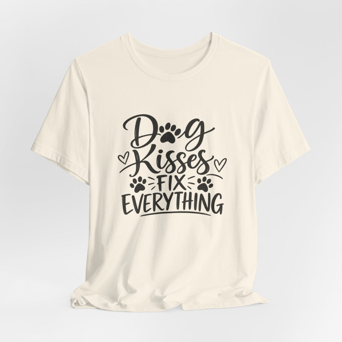 Dog Kisses Fix Everything T-Shirt — Cute Paw Print Dog Lover Tee