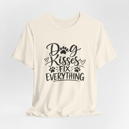 Dog Kisses Fix Everything T-Shirt — Cute Paw Print Dog Lover Tee